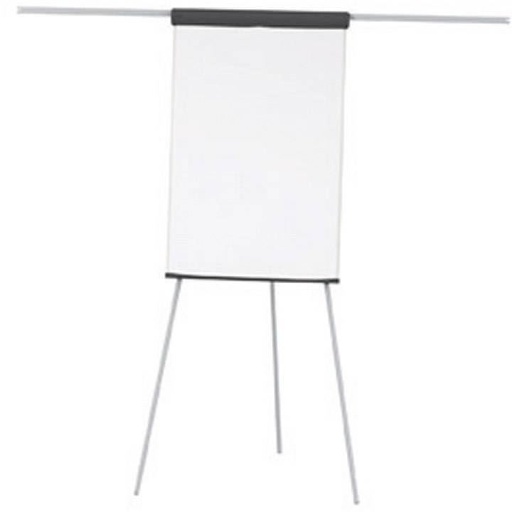 Leeres Flipchart auf Ständer, bereit für Präsentationen oder Notizen.