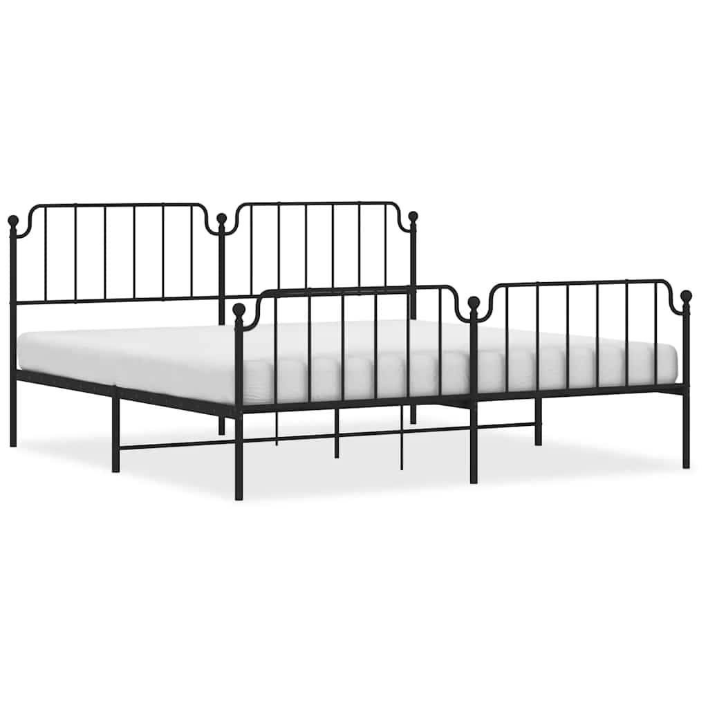 vidaXL Bettgestell mit Kopf- und Fußteil Metall Schwarz 193x203 cm