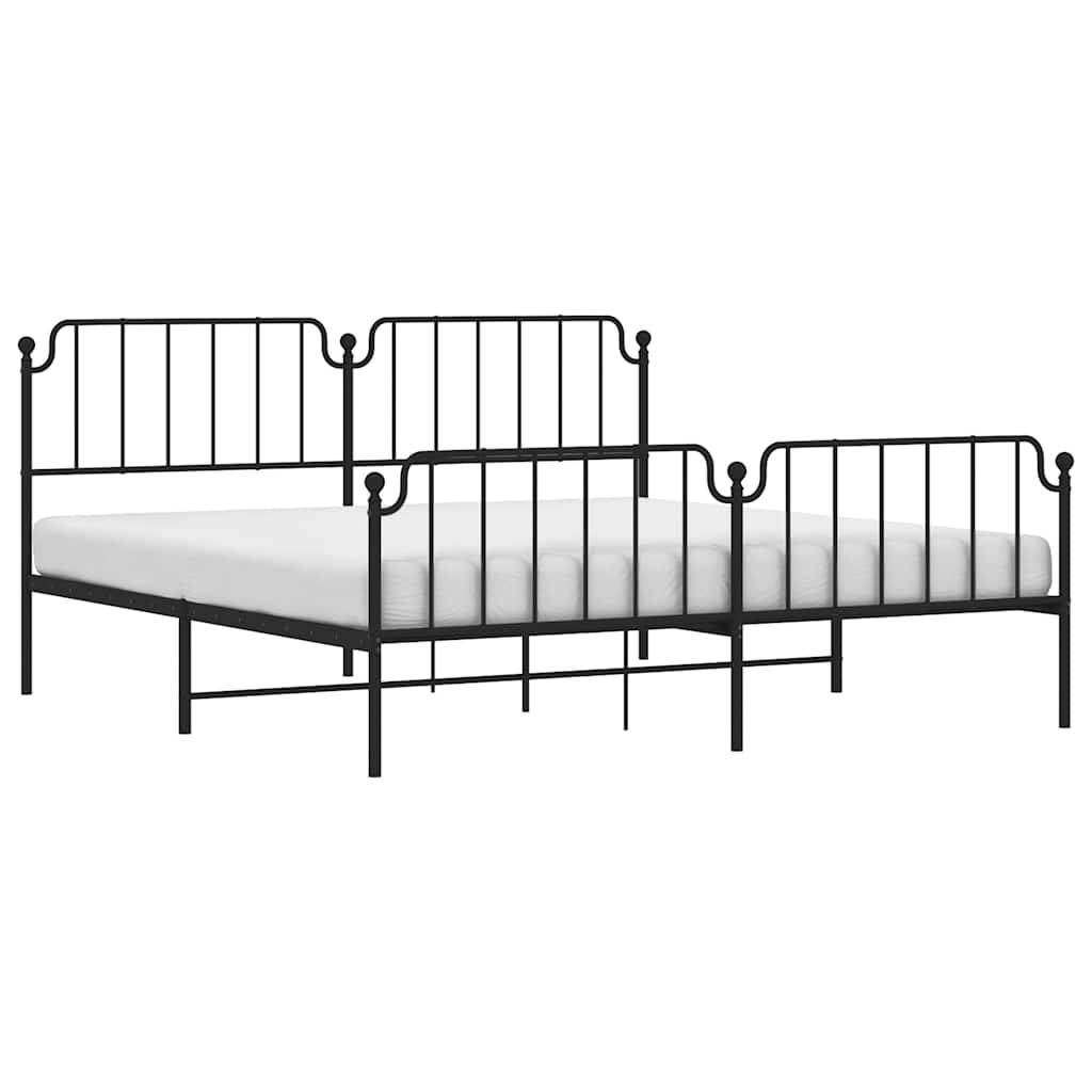 vidaXL Bettgestell mit Kopf- und Fußteil Metall Schwarz 193x203 cm