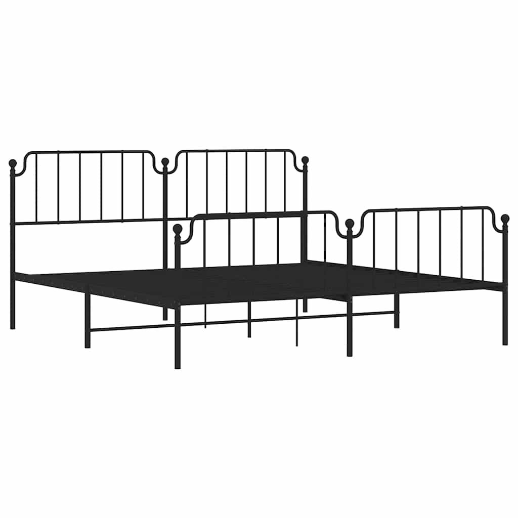 vidaXL Bettgestell mit Kopf- und Fußteil Metall Schwarz 193x203 cm