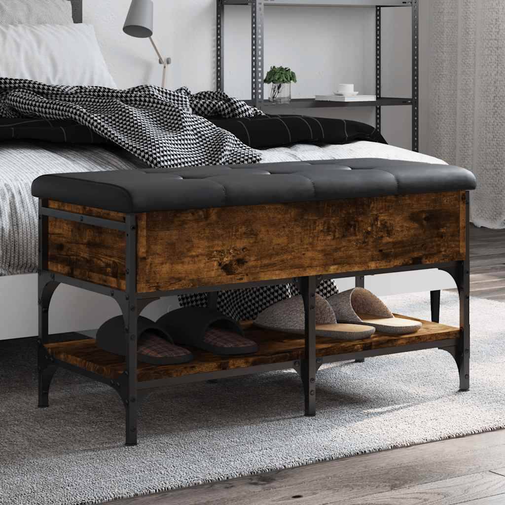 vidaXL Schuhbank Räuchereiche 82x42x45 cm Holzwerkstoff