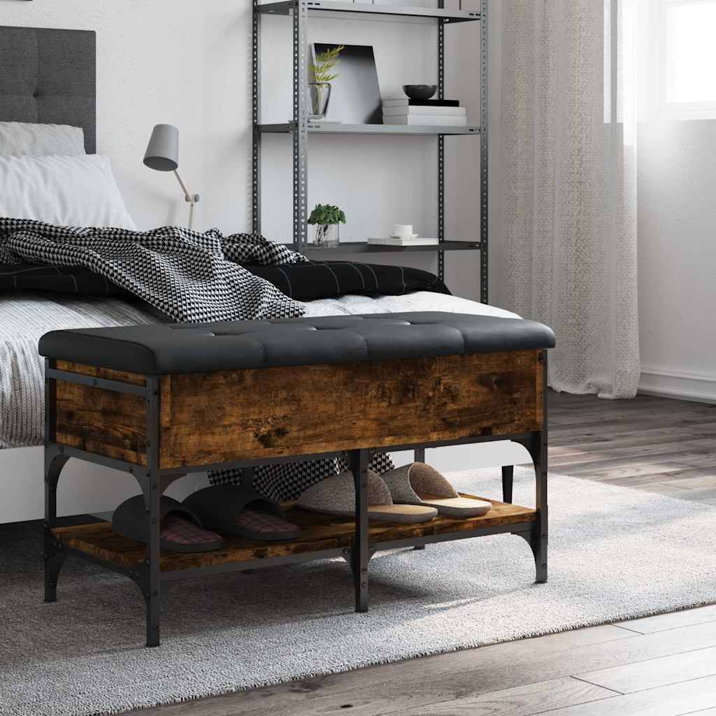 vidaXL Schuhbank Räuchereiche 82x42x45 cm Holzwerkstoff