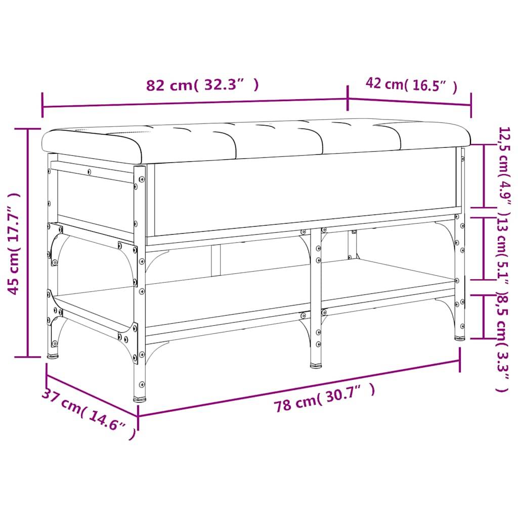 vidaXL Schuhbank Räuchereiche 82x42x45 cm Holzwerkstoff