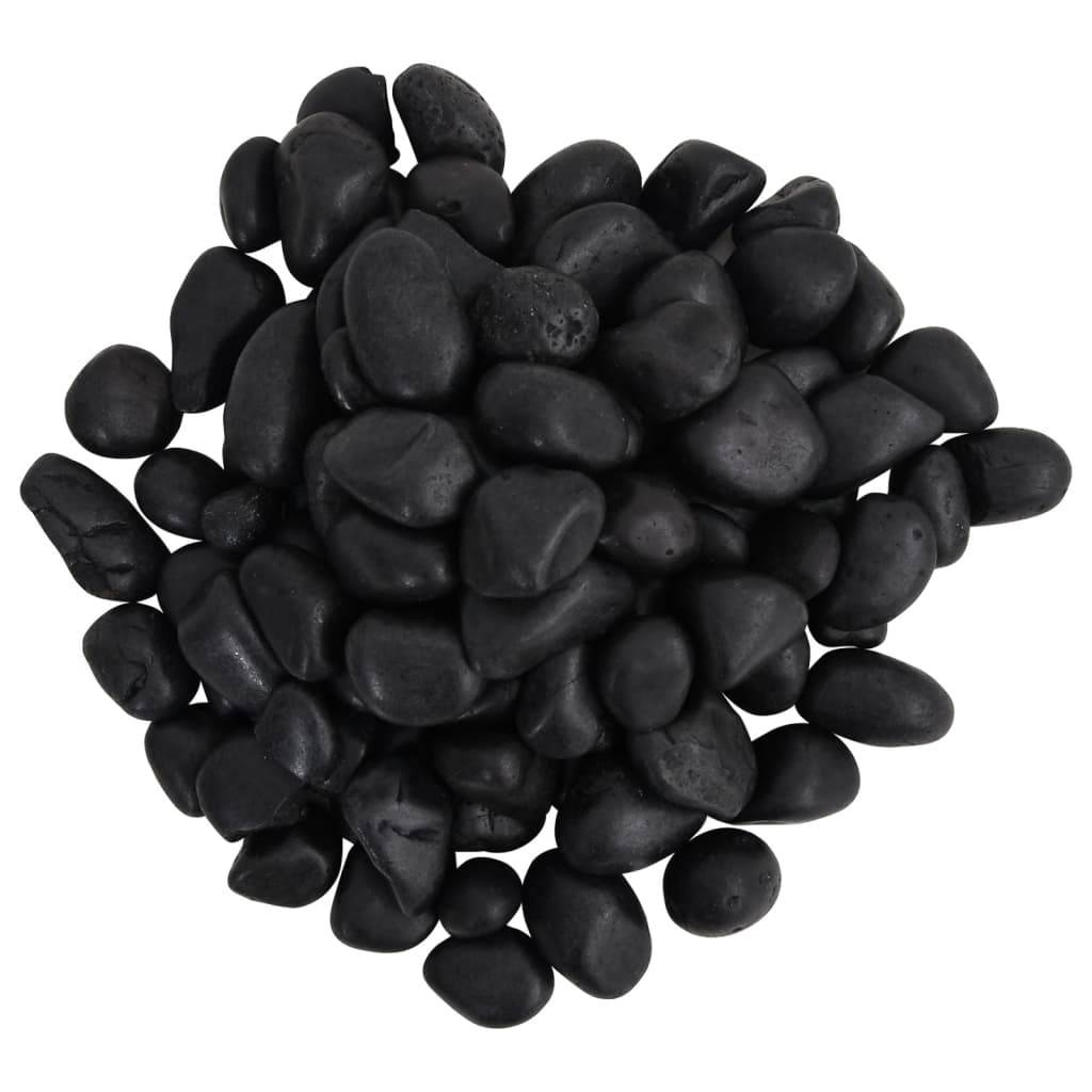 vidaXL Polierte Kiesel 10 kg Schwarz 2-5 cm