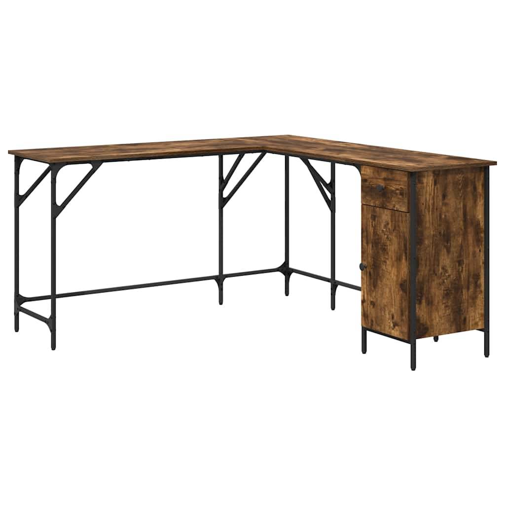 vidaXL Schreibtisch Räuchereiche 141x141x75 cm Holzwerkstoff
