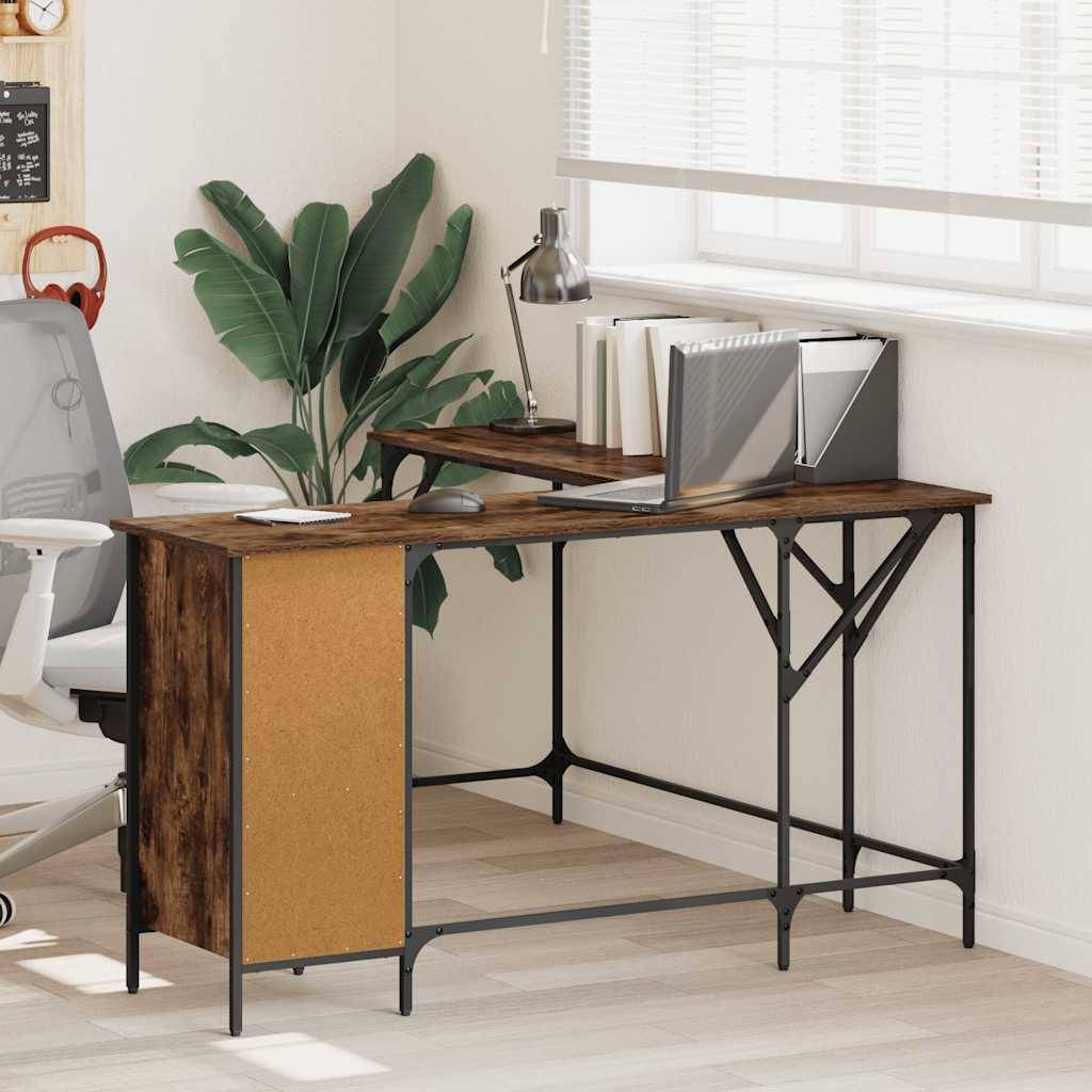 vidaXL Schreibtisch Räuchereiche 141x141x75 cm Holzwerkstoff