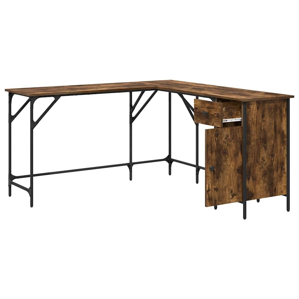 vidaXL Schreibtisch Räuchereiche 141x141x75 cm Holzwerkstoff