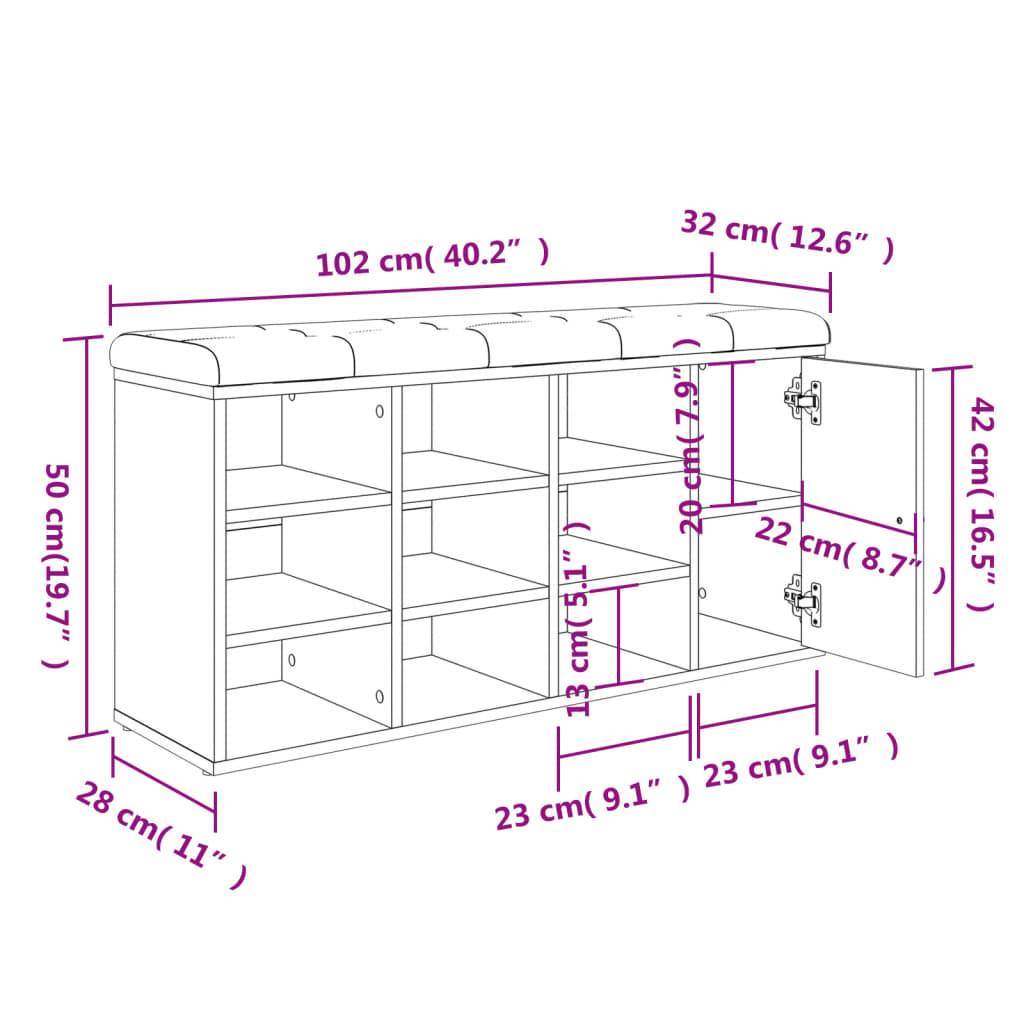 vidaXL Schuhbank Weiß 102x32x50 cm Holzwerkstoff