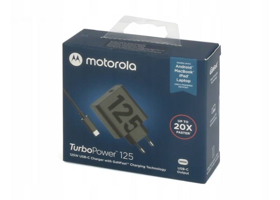 Motorola Solutions Wall Charger TurboPower 125W GaN USB-A w/1m USB-C Black