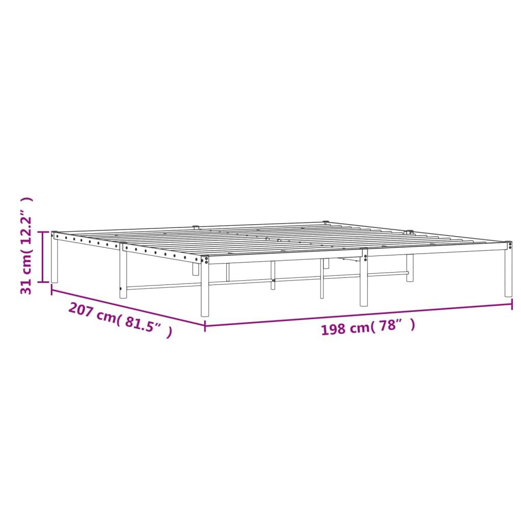 vidaXL Bettgestell Metall Weiß 193x203 cm