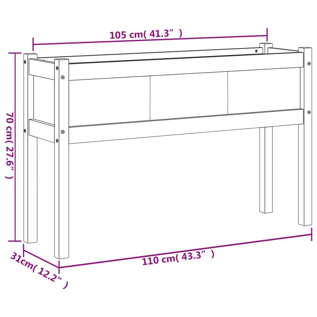 vidaXL Pflanzkübel mit Füßen 110x31x70 cm Massivholz Kiefer