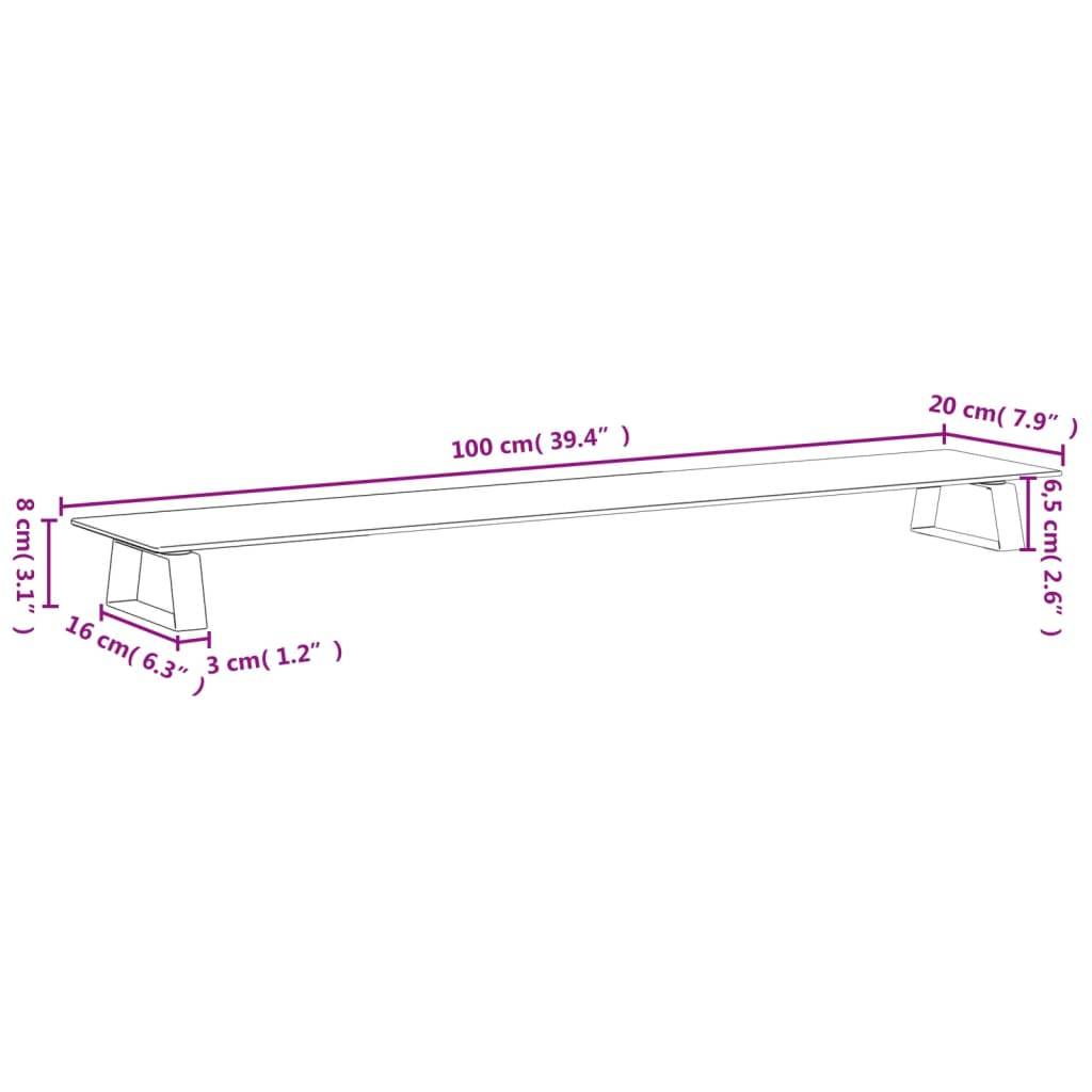 vidaXL Monitorständer Schwarz 100x20x8 cm Hartglas und Metall