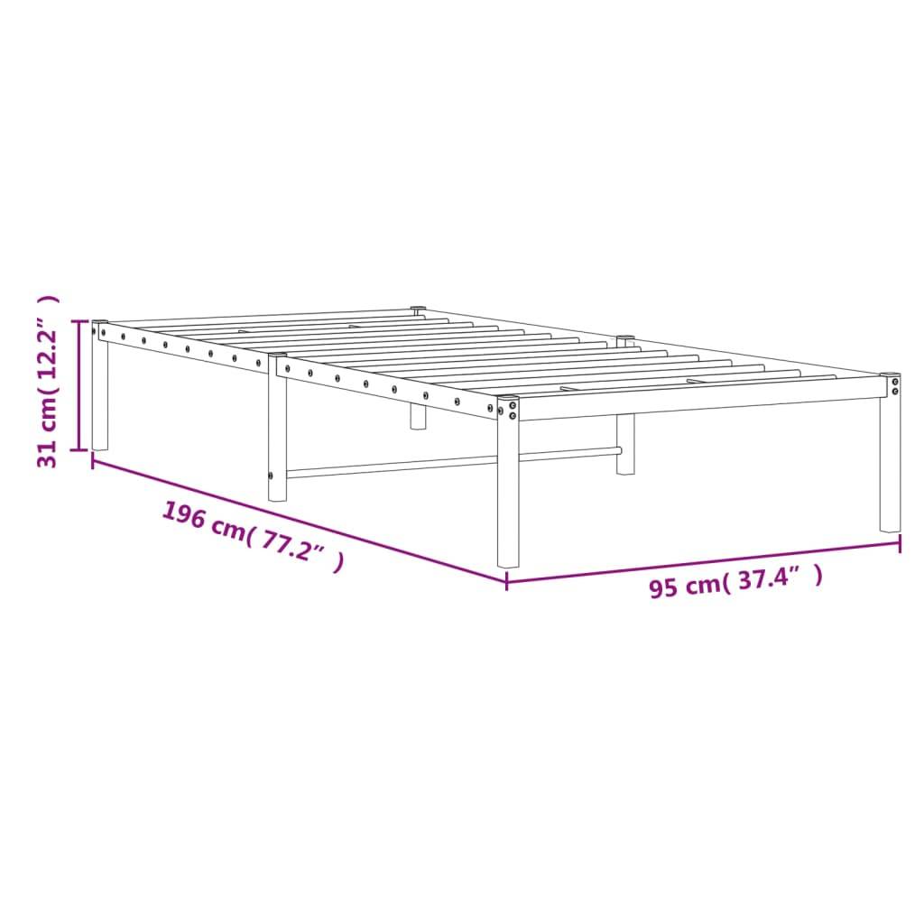 vidaXL Bettgestell Metall Weiß 90x190 cm