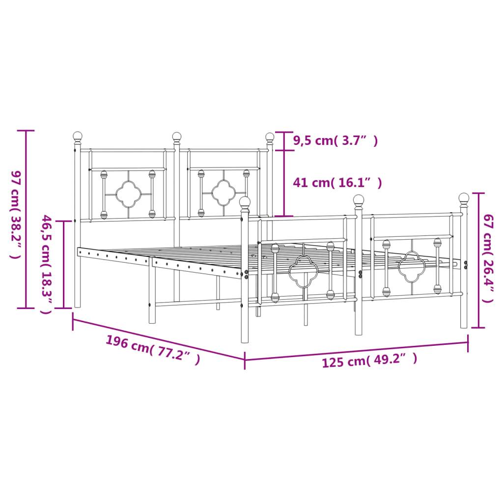 vidaXL Bettgestell mit Kopf- und Fußteil Metall Weiß 120x190 cm