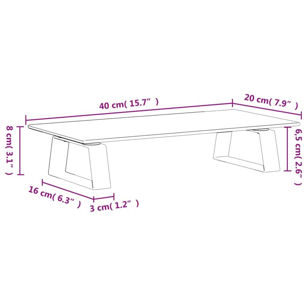 vidaXL Monitorständer Schwarz 40x20x8 cm Hartglas und Metall