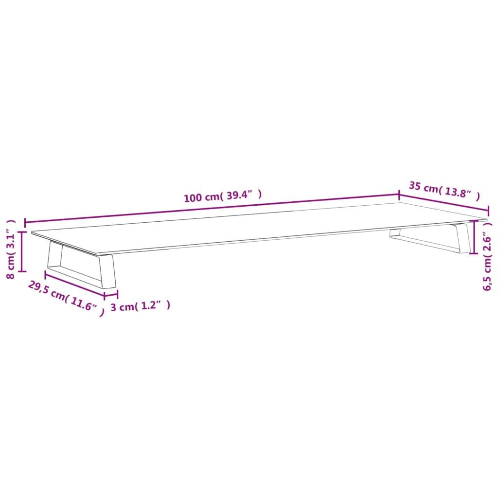 vidaXL Monitorständer Schwarz 100x35x8 cm Hartglas und Metall