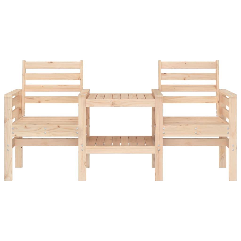 vidaXL Gartenbank mit Tisch 2-Sitzer Massivholz Kiefer
