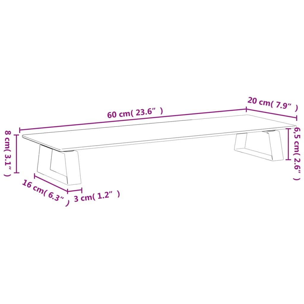 vidaXL Monitorständer Schwarz 60x20x8 cm Hartglas und Metall