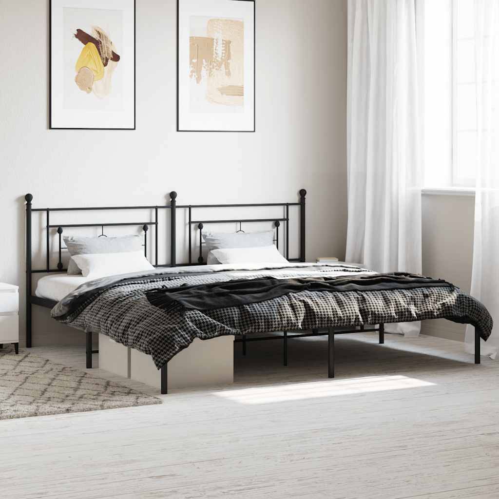 vidaXL Bettgestell mit Kopfteil Metall Schwarz 193x203 cm