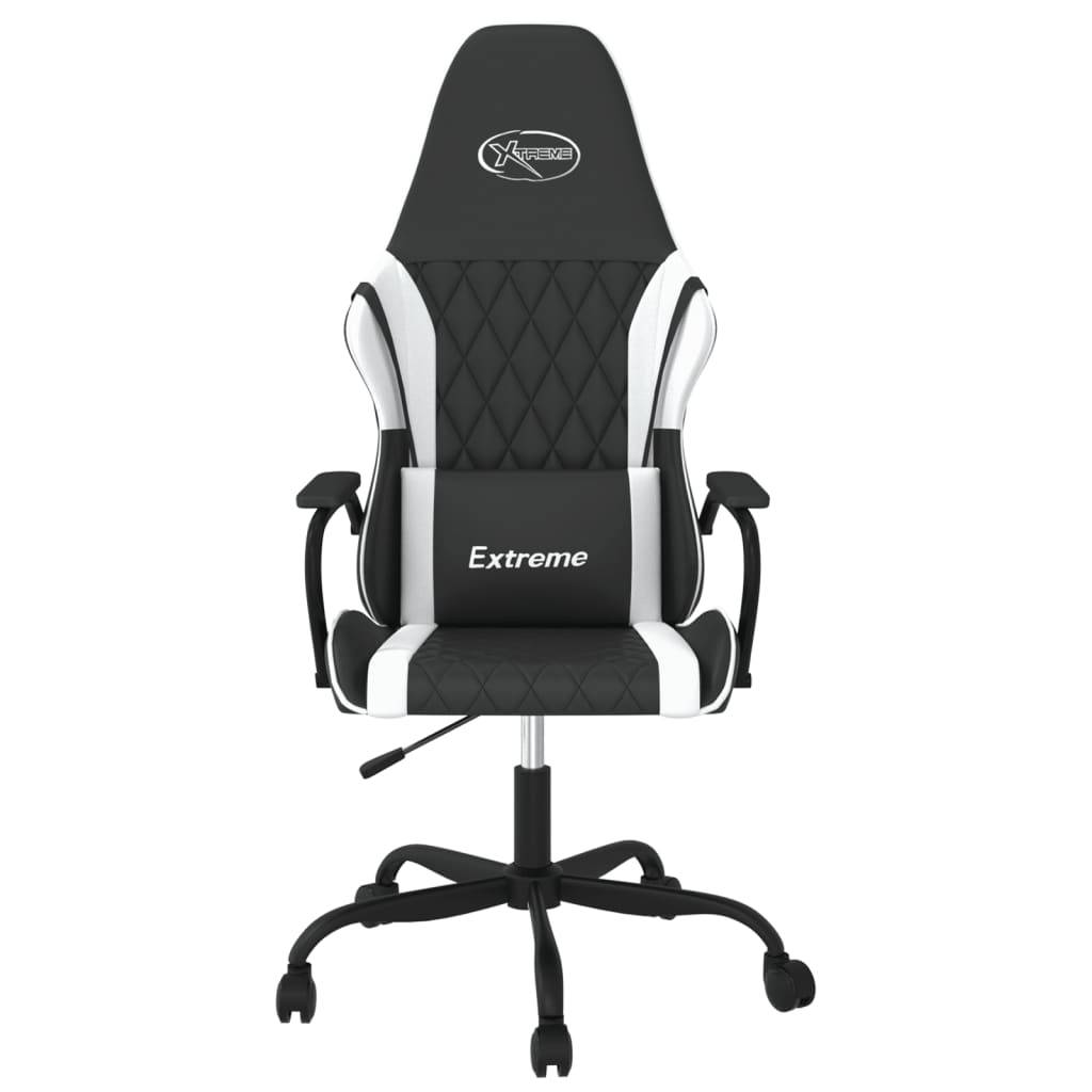 vidaXL Gaming-Stuhl mit Massagefunktion Schwarz und Weiß Kunstleder