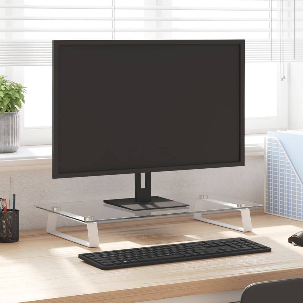 vidaXL Monitorständer Weiß 60x35x8 cm Hartglas und Metall