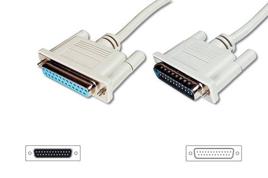 DIGITUS - Datatransfer Verlängerungskabel, D-Sub25/St - D-Sub25/Bu
