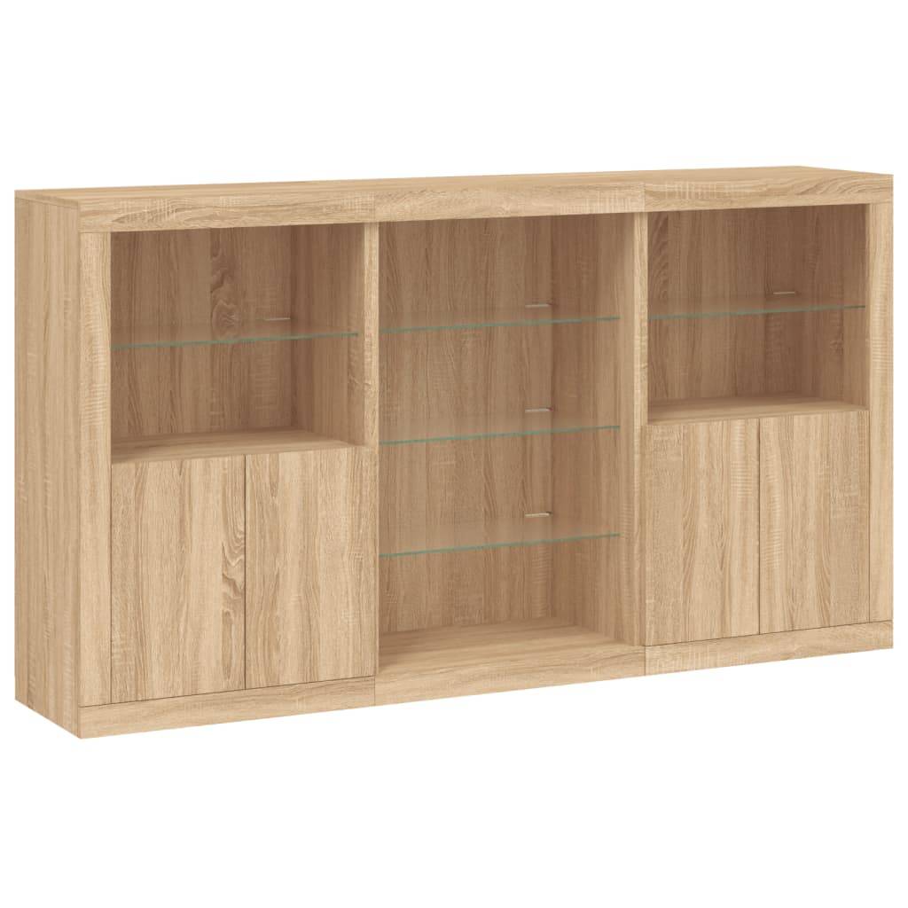 vidaXL Sideboard mit LED-Leuchten Sonoma-Eiche 181,5x37x100 cm