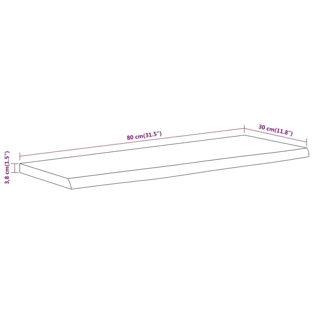 vidaXL Wandregal 80x30x3,8 cm Rechteckig Massivholz Akazie Baumkante