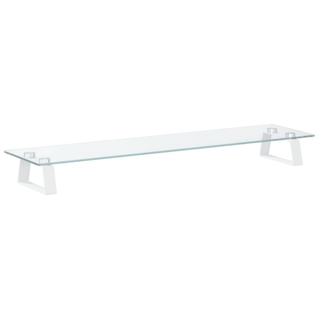 vidaXL Monitorständer Weiß 80x20x8 cm Hartglas und Metall