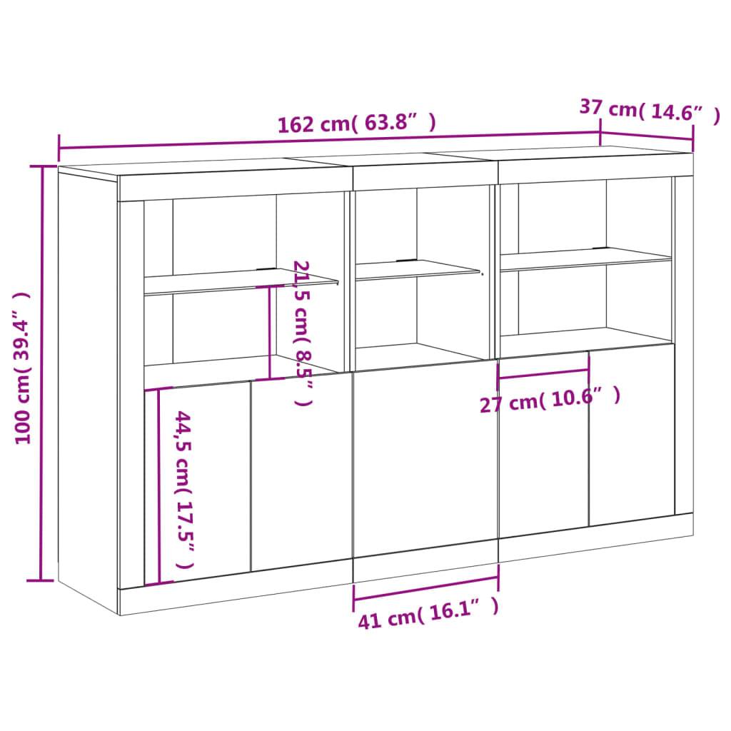 vidaXL Sideboard mit LED-Leuchten Sonoma-Eiche 162x37x100 cm