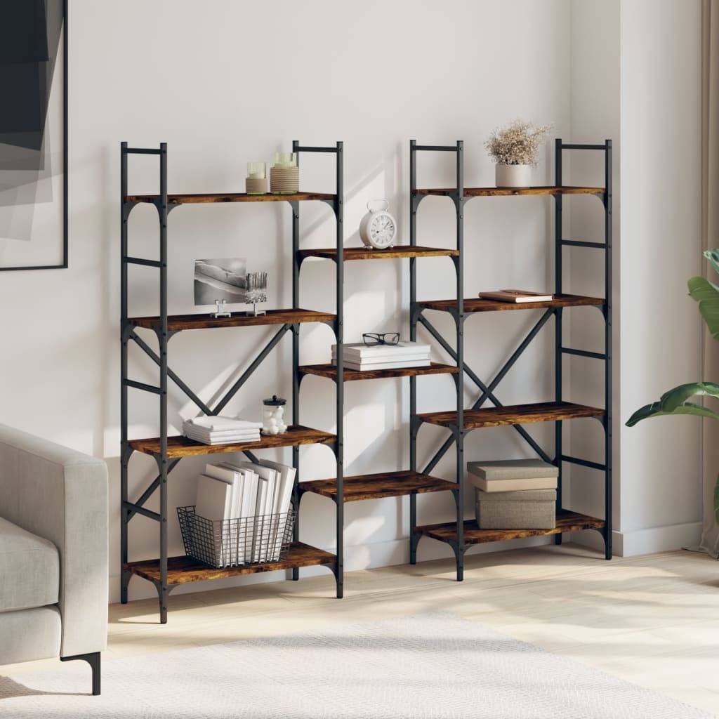 vidaXL Bücherregal Räuchereiche 160x28,5x136,5 cm Holzwerkstoff
