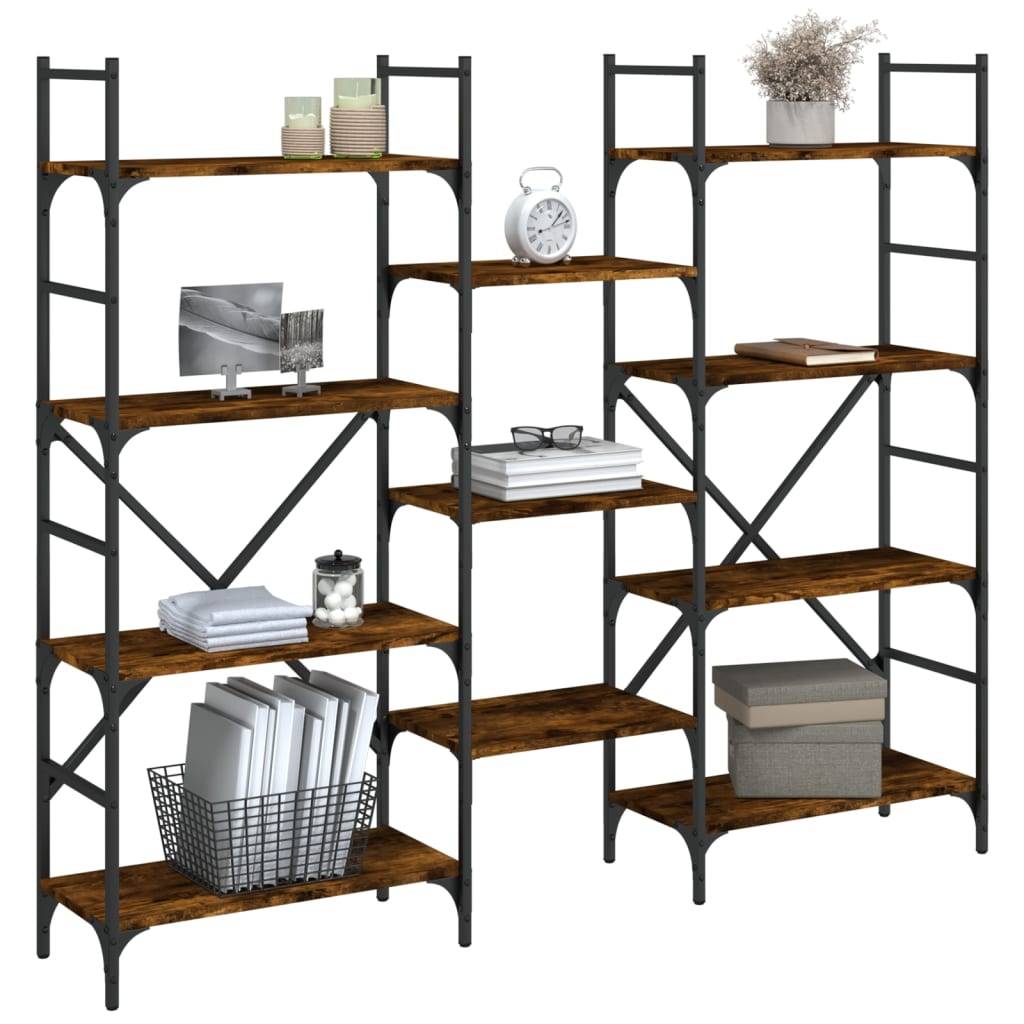 vidaXL Bücherregal Räuchereiche 160x28,5x136,5 cm Holzwerkstoff