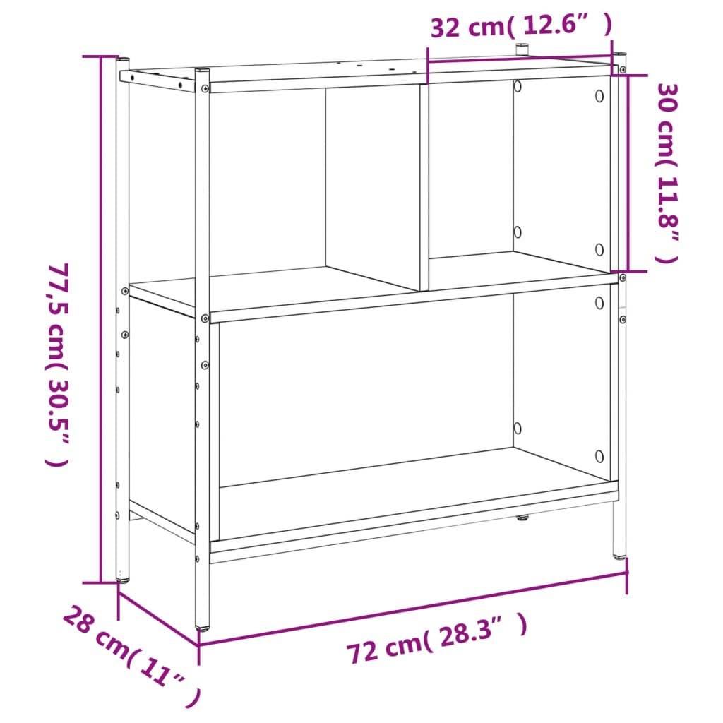 vidaXL Bücherregal Räuchereiche 72x28x77,5 cm Holzwerkstoff