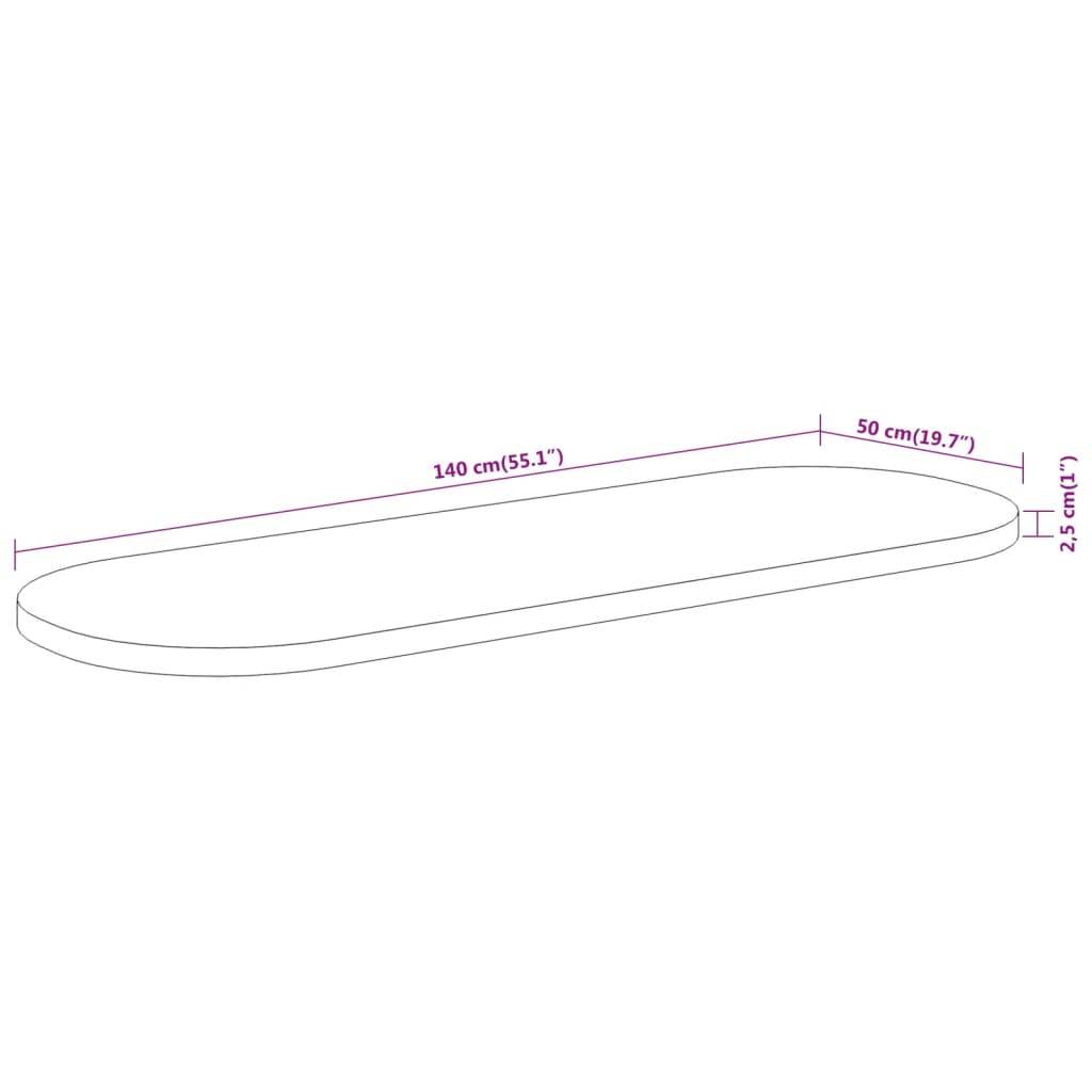 vidaXL Tischplatte 140x50x2,5 cm Oval Massivholz Akazie