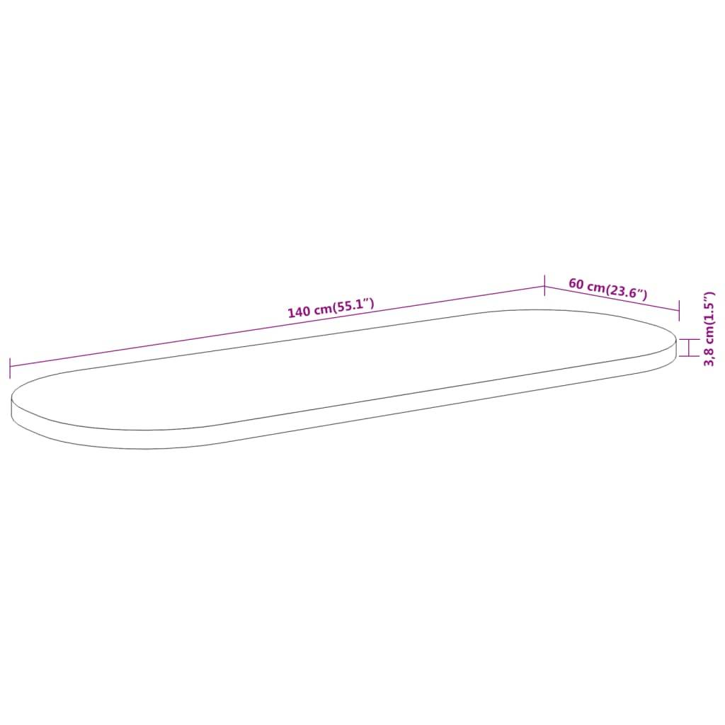 vidaXL Tischplatte 140x60x3,8 cm Oval Massivholz Akazie