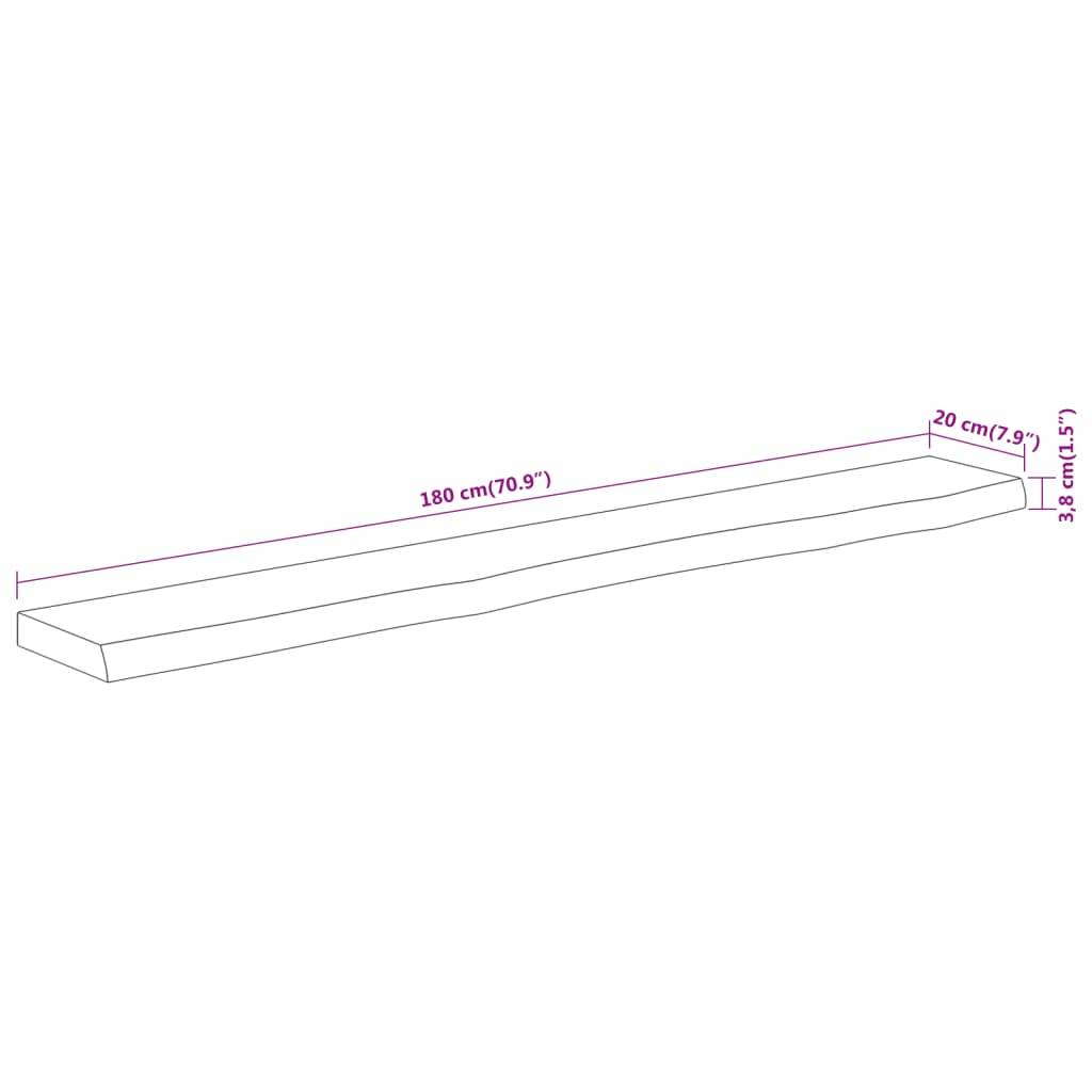 vidaXL Wandregal 180x20x3,8 cm Rechteckig Massivholz Akazie Baumkante