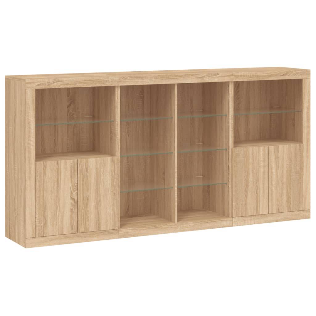 vidaXL Sideboard mit LED-Leuchten Sonoma-Eiche 202x37x100 cm