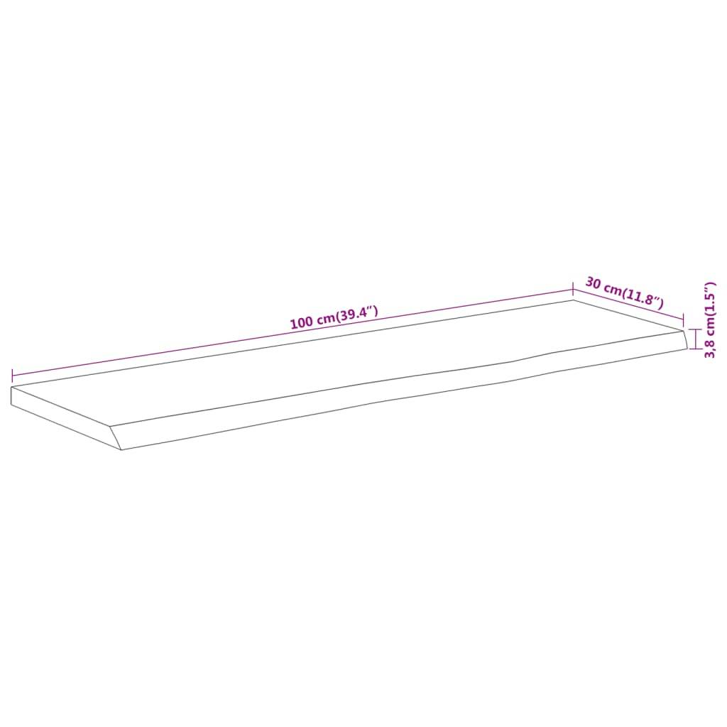 vidaXL Wandregal 100x30x3,8 cm Rechteckig Massivholz Akazie Baumkante