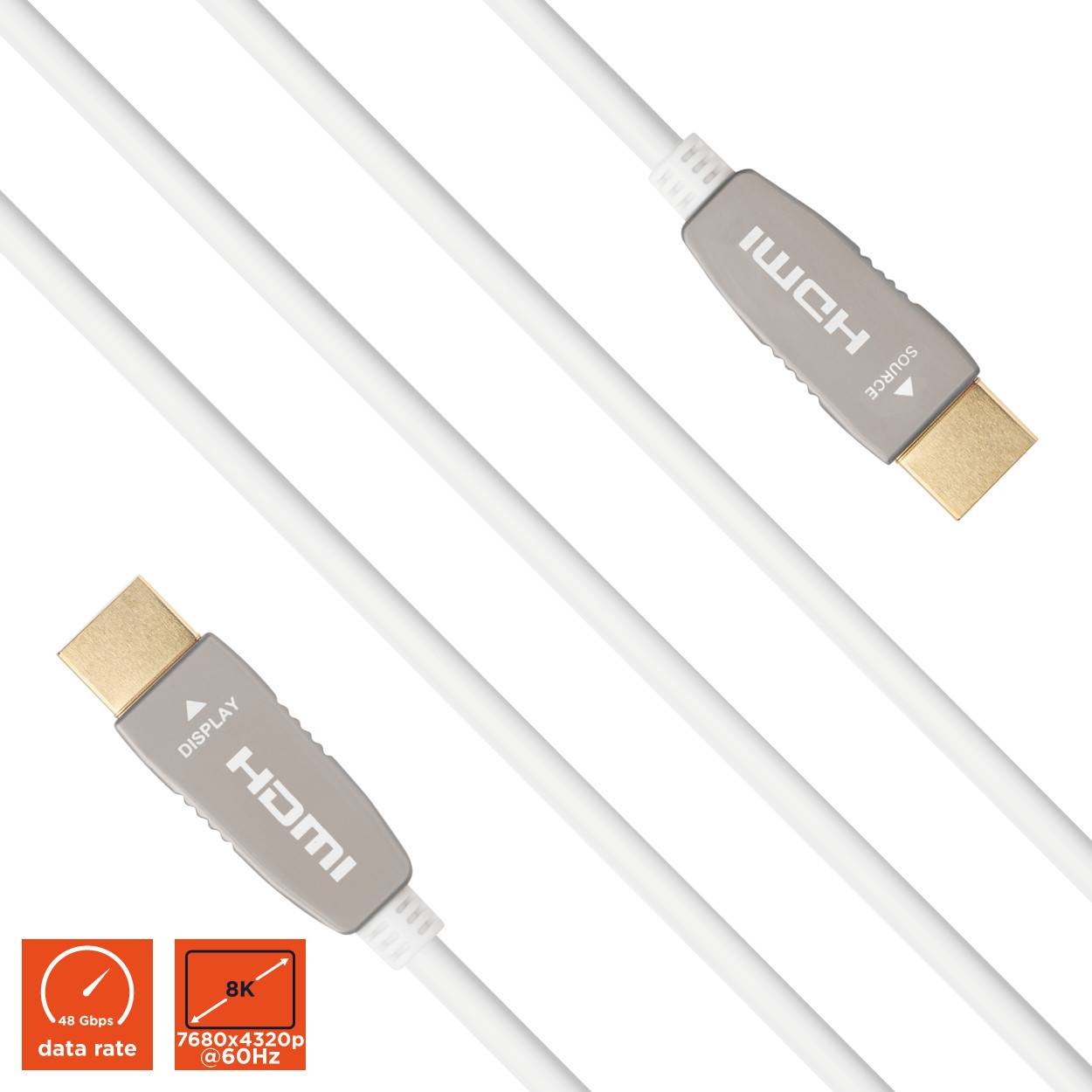 celexon UHD Optical Fibre HDMI 8K 48Gbps Active Kabel 70m, weiß