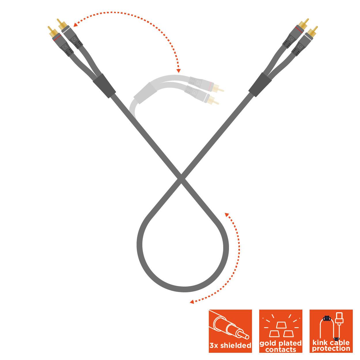 celexon 2x Cinch Stereo Audiokabel 1,0m - Professional Line