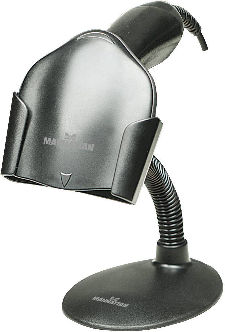 Manhattan Handheld Barcode Scanner Stand, Gooseneck with base, suitable for table mount or wall mountable, Black, Lifeti