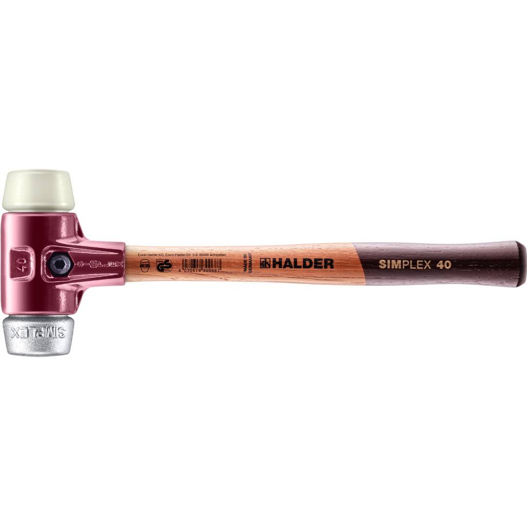 Schonhammer SIMPLEX L.325mm Kopf-D.40mm Holz TG-Geh. Nylon/Weichmetall HALDER