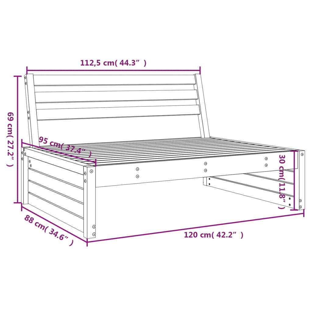 vidaXL Garten-Mittelsofa 120x80 cm Kiefernholz Imprägniert