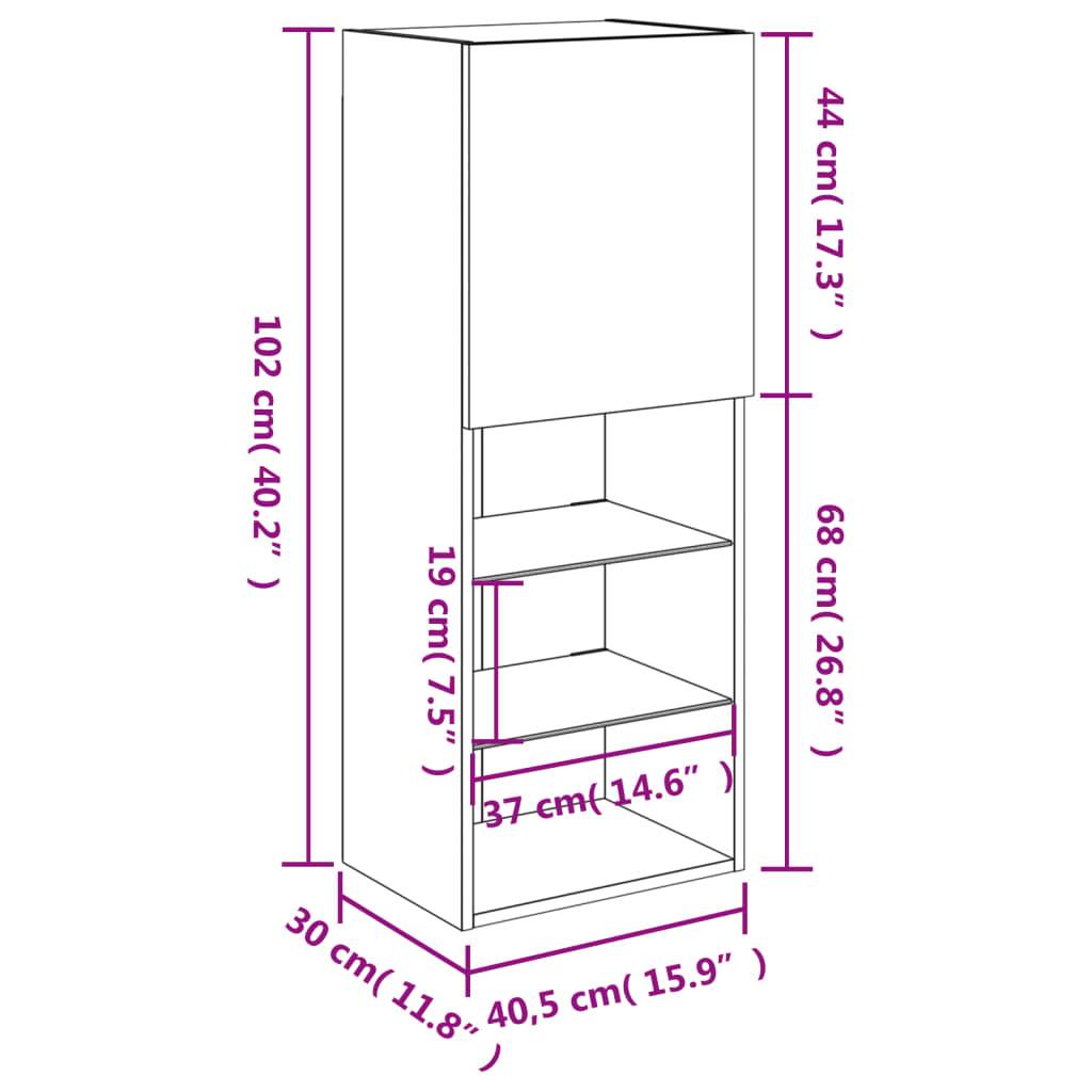 vidaXL TV-Schrank mit LED-Leuchten Betongrau 40,5x30x102 cm