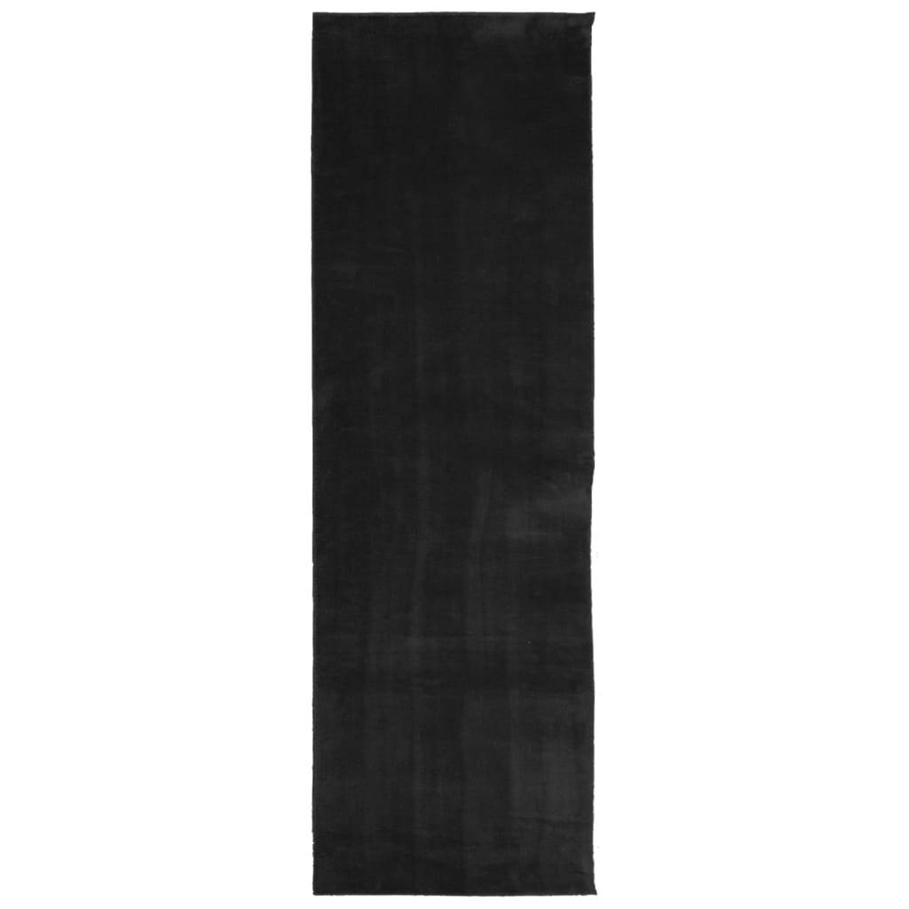 vidaXL Teppich HUARTE Kurzflor Weich und Waschbar Schwarz 80x250 cm