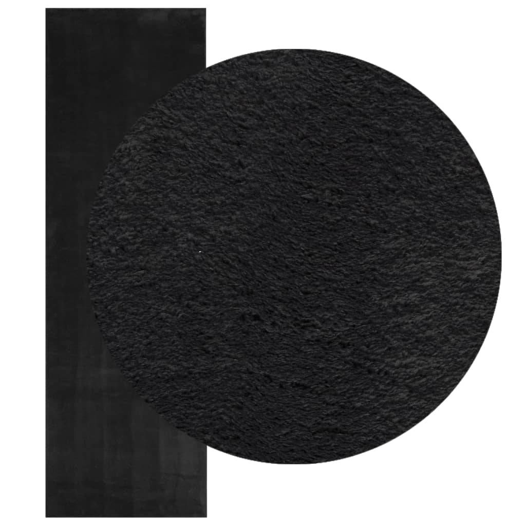 vidaXL Teppich HUARTE Kurzflor Weich und Waschbar Schwarz 80x250 cm