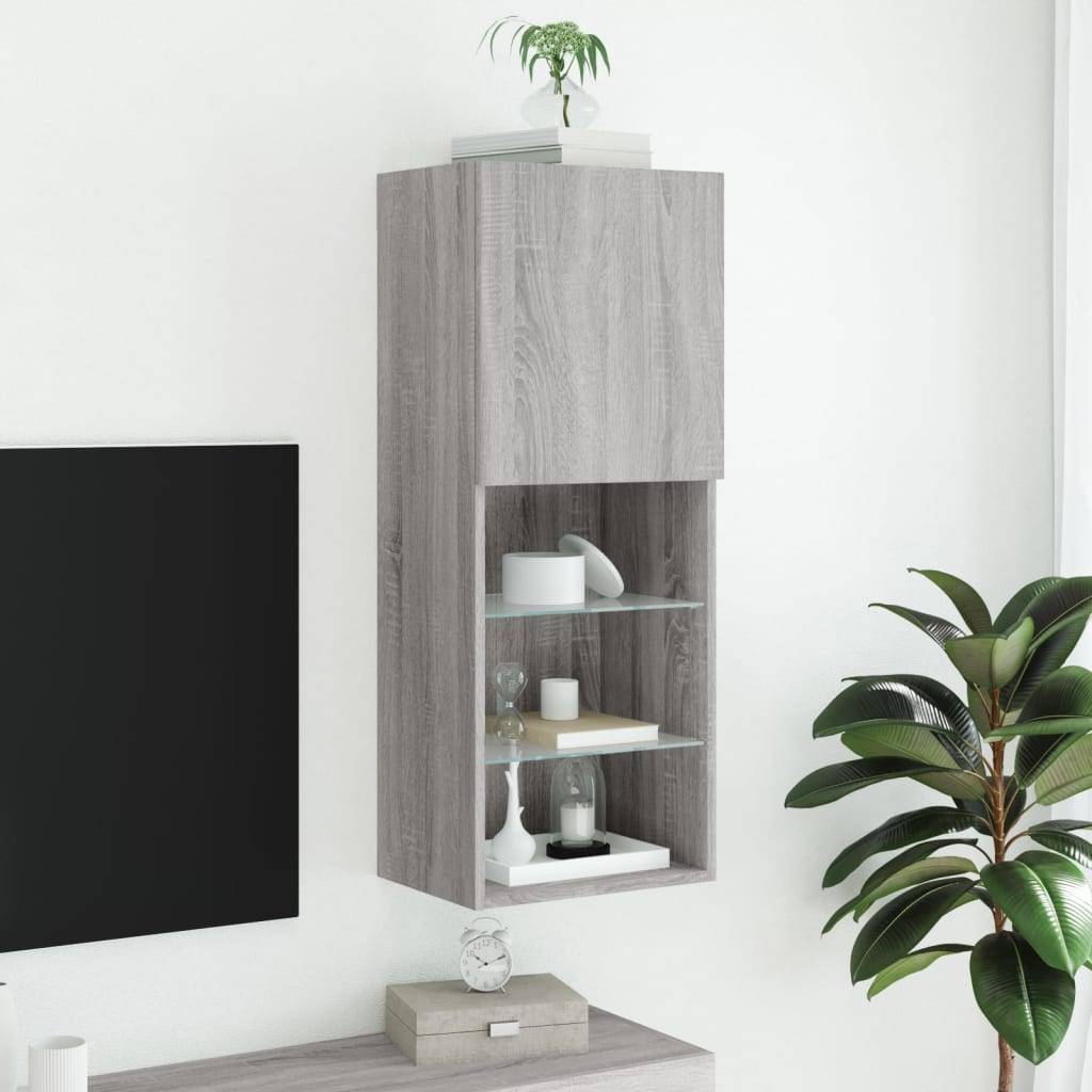 vidaXL TV-Schrank mit LED-Leuchten Grau Sonoma 40,5x30x102 cm