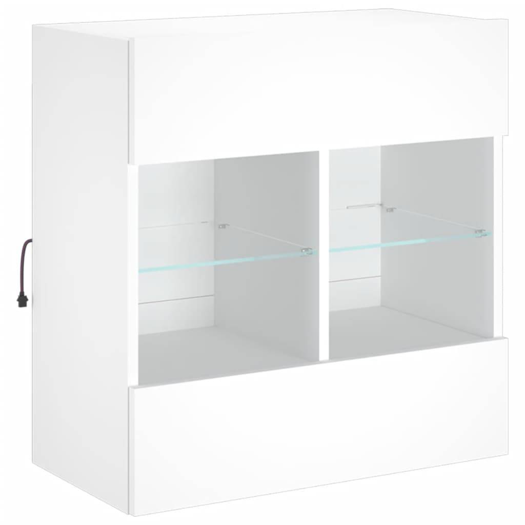 vidaXL TV-Wandschrank mit LED-Leuchten Weiß 58,5x30x60,5 cm
