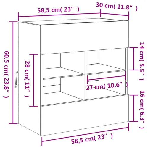 vidaXL TV-Wandschrank mit LED-Leuchten Weiß 58,5x30x60,5 cm vidaXL TV-Wandschrank mit LED-Leuchten Weiß 58,5x30x60,5 cm