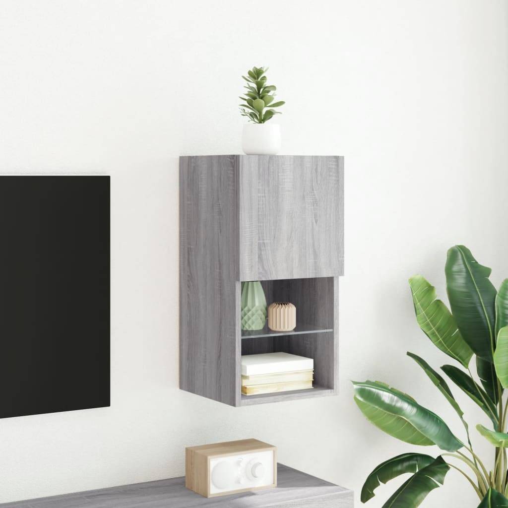 vidaXL TV-Schrank mit LED-Leuchten Grau Sonoma 30,5x30x60 cm